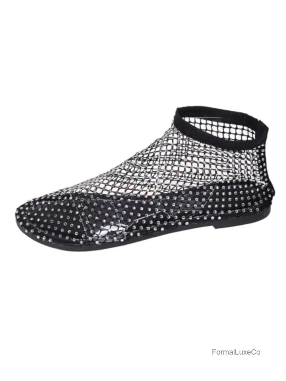 Sparkly Rhinestone Mesh Ballet Flats - Breathable Slip-On Comfort Sandals